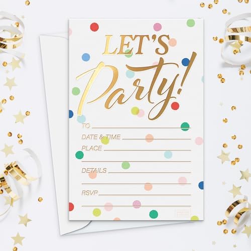 Sweetzer Orange Set of 25 Polka Dot Party Invites