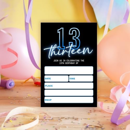 Neon Birthday Invitations for Boys 25 Double Sided Cards