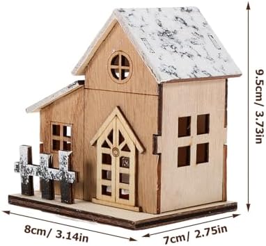 Uonlytech 2pcs Lighted Wooden Christmas Houses