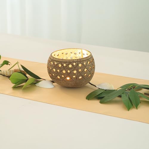 Restaurantware Coco Casa Coconut Shell Candle Holders 4x33 Inch Handcrafted Tan Bowls