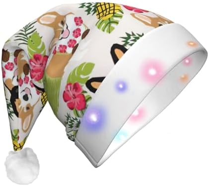 Corgi Pineapple Print LED Christmas Hat for Adults