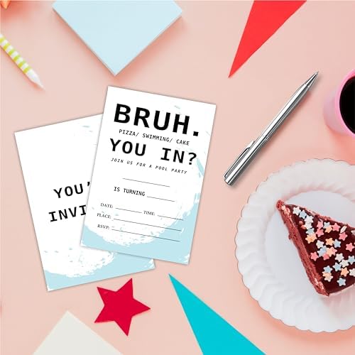 Pool Party Birthday Invite Cards with Envelopes 20Pcs
