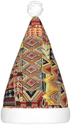 African Textile Patchwork Print LED Christmas Hat for Adults