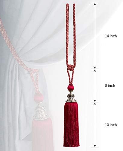 Melodieux Decorative Curtain Tiebacks Red Antique Tassels Set of 2