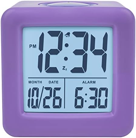 Equity 73004 Purple Soft Cube LCD Alarm Clock with Smart Light 1