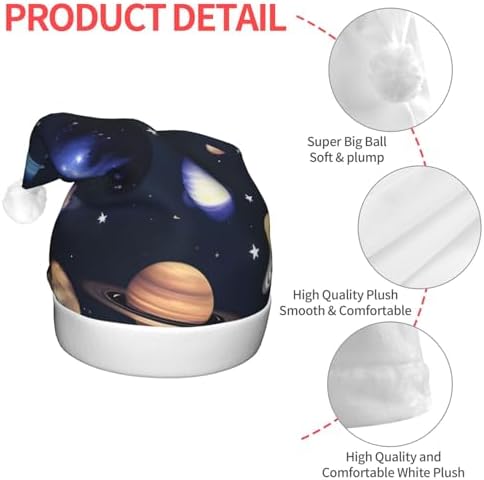 Planets Stars Milky Way Galaxy Print Christmas Hat with LED Light