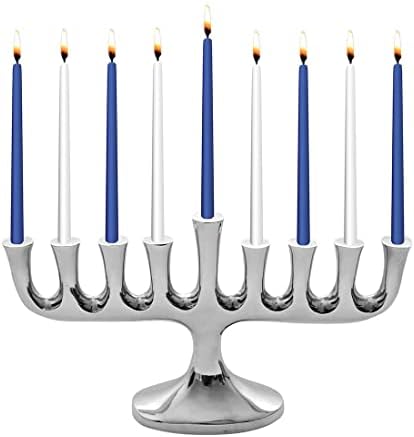 Stunning Sleek Designers Menorah with Candle Set