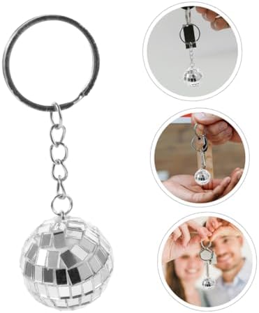 Wakauto 6pcs Mirror Disco Ball Keychains