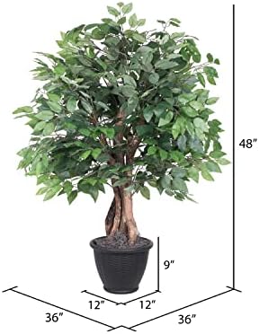 Vickerman 4 Foot Artificial Ficus Bush with Decorative Container