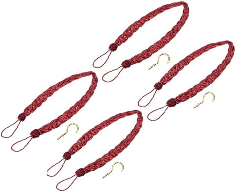 Uxcell 4Pcs Curtain Tiebacks Red 58cm Braided Holdback