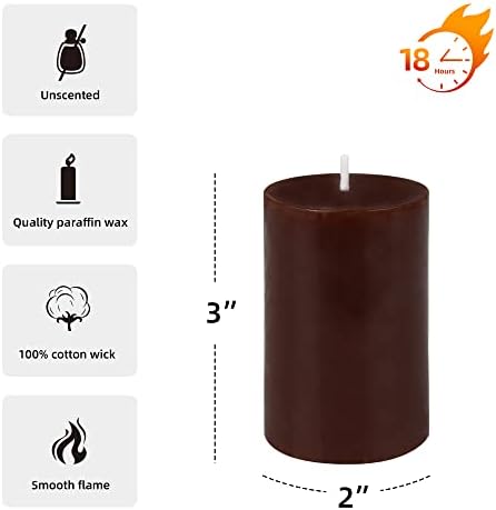 Jeco 3 Inch Brown Pillar Candle