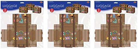 Beistle 9 Luggage Favor Boxes Brown World Traveler