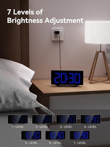 Digital Alarm Clock with Large Numbers and USB Charging