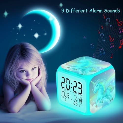 Rainbow Unicorn Alarm Clock with Nightlight