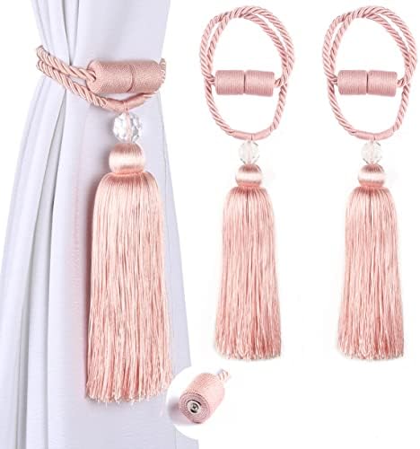 BEL AVENIR Pink Magnetic Curtain Holdbacks Tassel Ties