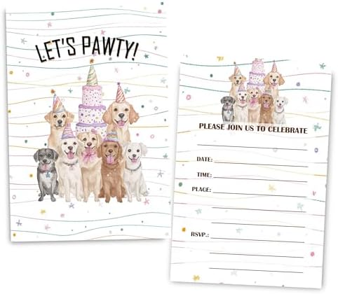 VAVINCI Pets Birthday Party Invitations 30 Sets with Envelopes