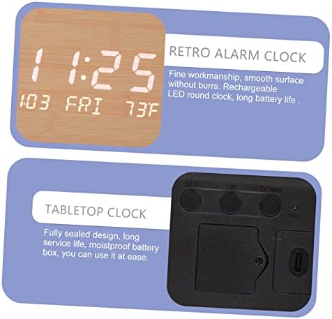 1pc Multifunctional LED Wooden Alarm Clock with Mirror