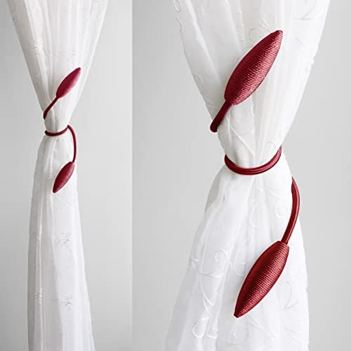 Valea Home 2 Piece Christmas Curtain Tiebacks Clips Burgundy