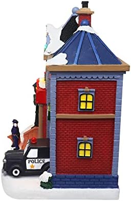 Christmas Village Animated Police Station - Pre-Lit Musical Collectible Building