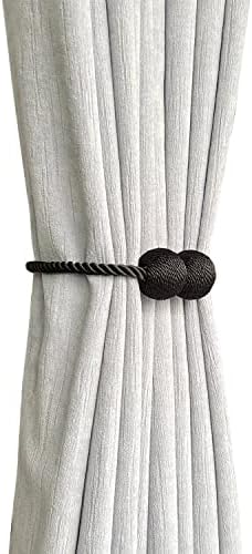 Melaluxe 2 Pack Magnetic Curtain Holdbacks Black