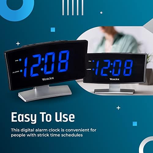 Westclox 18 Inch Curved LED Digital Alarm Clock Blue