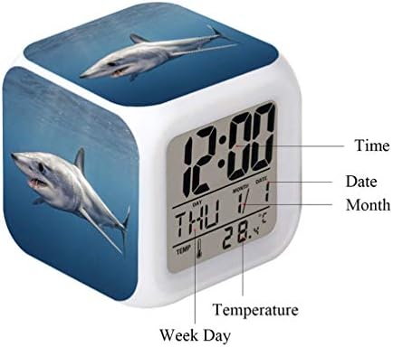 LED Alarm Clock with Shark Pattern Night Light