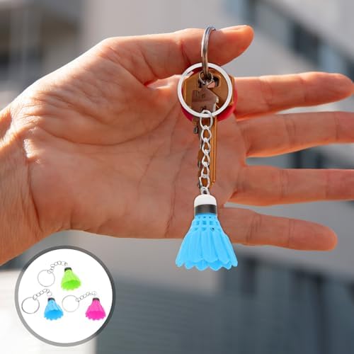 LOGOFUN 12PCS Mini Shuttlecock Keychain Sports Keyrings