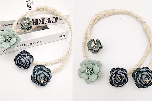 2 Pieces Flexible Curtain Tiebacks with Flower Design