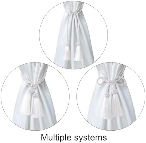 4 Pack White Curtain Tiebacks with Tassels