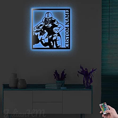 Custom American Football Metal Wall Art with LED Lights