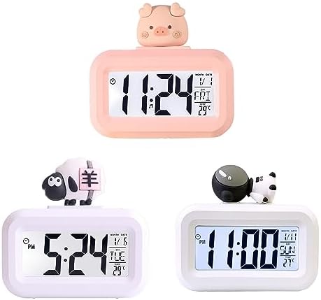 Cyrank Kawaii Alarm Clock for Kids Bedroom Digital Clock with Large Numbers Pink