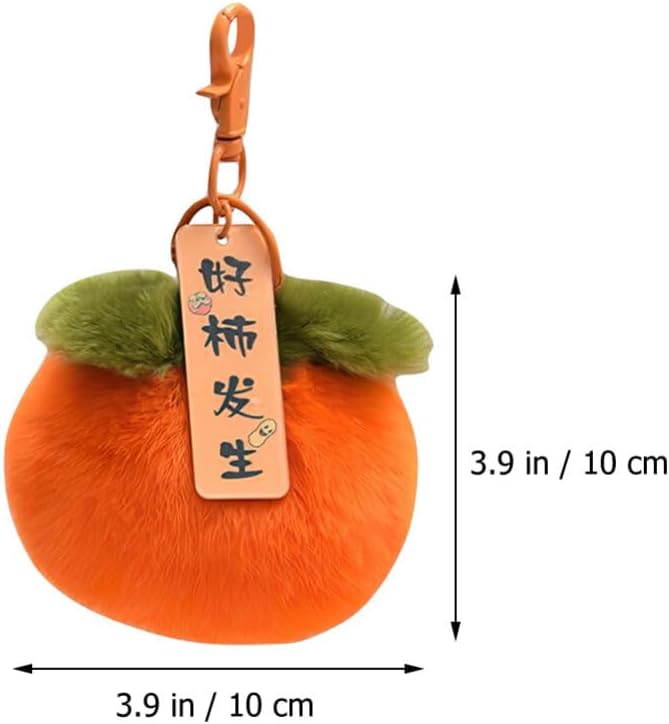 2pcs Cute Plush Persimmon Keychain Stuffed Fruit Backpack Charm Accessory