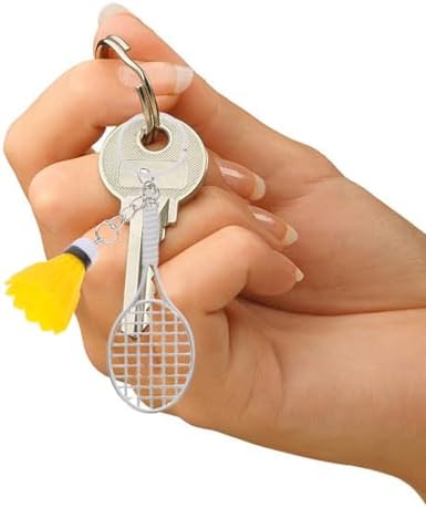 12pcs Mini Alloy Badminton Keychain with Shuttlecock Pendant
