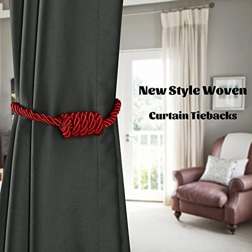 BEL AVENIR Magnetic Curtain Holdbacks 2 Pack Red