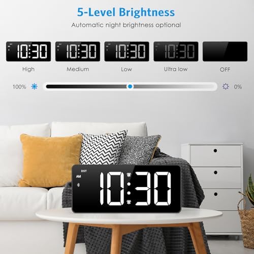 AMIR Alarm Clock for Bedroom with Bluetooth Sync and USB Charging