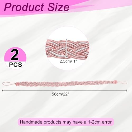 Uxcell 2 Pcs Light Pink Braided Curtain Tiebacks