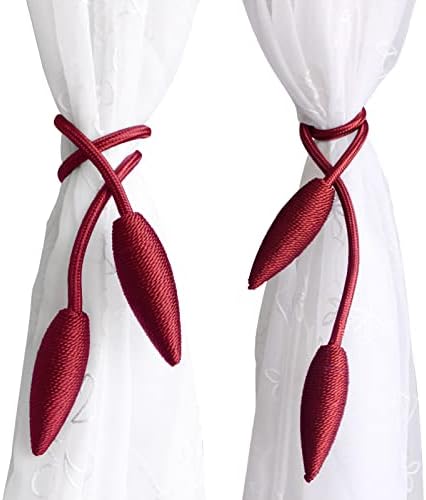 Valea Home 2 Piece Christmas Curtain Tiebacks Clips Burgundy