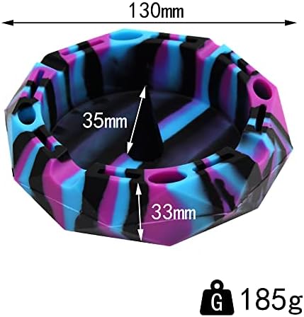 1 Silicone Geometric Ashtray - Black Blue Purple