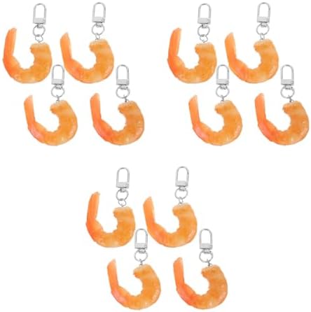 LUOZZY 12 Pcs Realistic Shrimp Keychain Pack