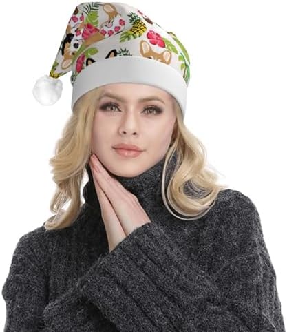 Corgi Pineapple Print LED Christmas Hat for Adults