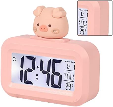 Tnfeeon Cute Electronic Alarm Clock with LED Display for Girls Bedroom
