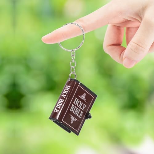 4pcs Miniature Bible Keychain Set with English Verses