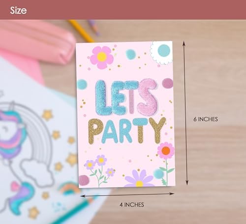 Preppy Patches Birthday Invites for Girls 30 Sets with Envelopes