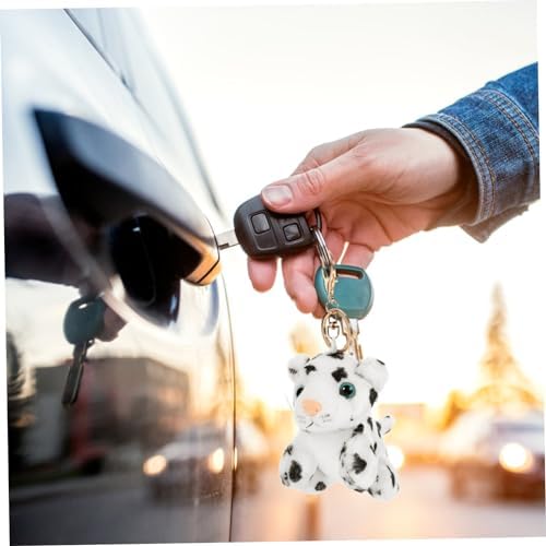 Amosfun 2pcs Plush Keychain Snow Leopard Luggage Pendant