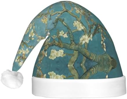 Almond Blossom Print Christmas Hat with LED Lights