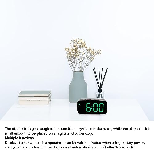 Pssopp LED Alarm Clock with Mirror and Voice Activation