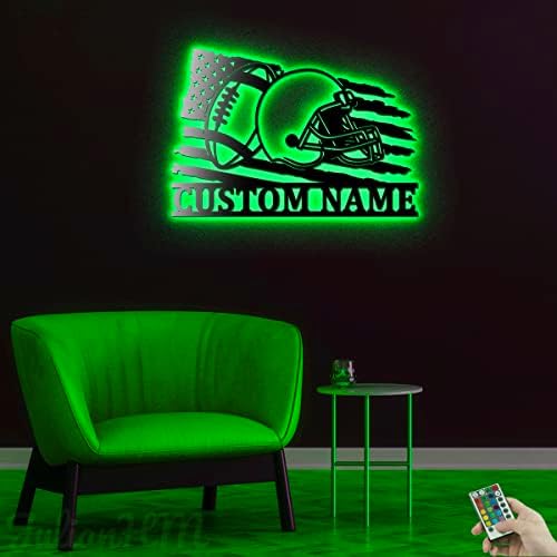 Custom Football Helmet Metal Wall Art With LED Lights 1