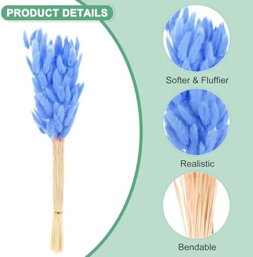 180-Pack Bright Blue Artificial Bunny Tail Grass