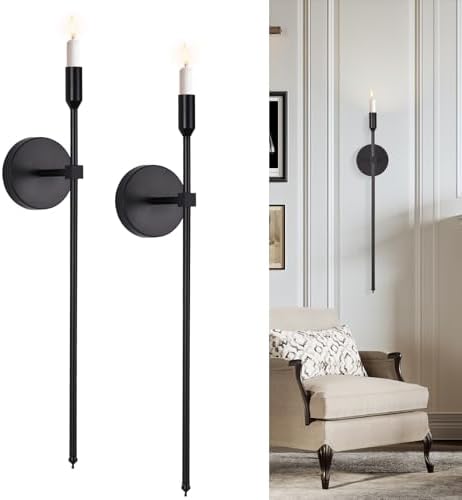 Black Candle Sconces Wall Holder Set of 2