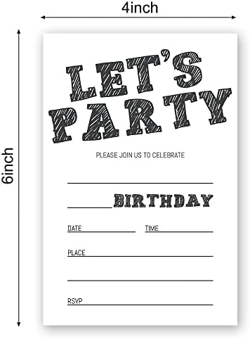 Simple Black and White Birthday Invitations Set
